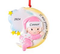 ALBK Il Mio Primo Natale Neonata - Palline Di Natale Personalizzate, Palline Albero Di Natale, Palla Di Natale Con Nome, Decorazioni Natalizie (Ragazza, Luna)