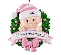 ALBK Il Mio Primo Natale Neonata - Palline Di Natale Personalizzate, Palline Albero Di Natale, Palla Di Natale Con Nome, Decorazioni Natalizie (Ragazza, Ghirlanda Di Natale)