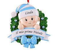 ALBK Il Mio Primo Natale Neonata - Palline Di Natale Personalizzate, Palline Albero Di Natale, Palla Di Natale Con Nome, Decorazioni Natalizie (Ragazzo, Ghirlanda Di Natale)
