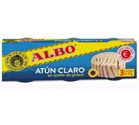 Albo Atún Claro en Aceite de Girasol, Pack de 3 Latas de 65g, Peso Escurrido 3x52g