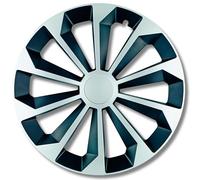 Albrecht Copricerchi 13 Pollici Argento/Nero Neri per Cerchioni in Acciaio - Borchie Pollici Fame in plastica di Alta qualità con Rivestimento a Strati - Made in EU