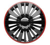 Albrecht Copricerchi 14 Pollici Nero/Rosso Neri per Cerchioni in Acciaio - Borchie Pollici Falcon Red Dusk in plastica di Alta qualità con Rivestimento a Strati - Made in EU