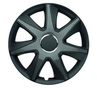 Albrecht Copricerchi 15 pollici carbone/nero neri per cerchioni in acciaio - Borchie pollici Run in plastica di alta qualità con rivestimento a strati - Made in EU