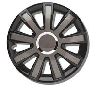 Albrecht Copricerchi 15 pollici nero/grigio neri per cerchioni in acciaio - Borchie pollici Flash in plastica di alta qualità con rivestimento a strati - Made in EU