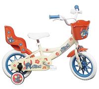 ALBRI Bicicletta da 12 Pollici di Stitch, con Cestino e portabambole, bibicletta Bambina, Bianco