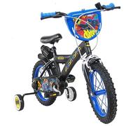 albri 16 Pollici, Bicicletta Batman, con stabilizzatori Laterali, Borraccia e Scudo Anteriore Personalizzato. Made in Italy Bambino, Nero