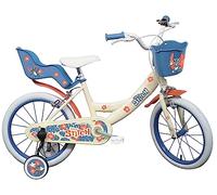 ALBRI bicicletta da 16 pollici di Stitch, con cestino e portabambole