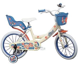 ALBRI bicicletta da 16 pollici di Stitch, con cestino e portabambole