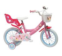 albri, Biciletta 16 pollici con portababole, cestino, stabilizzatori laterali di Disney Principesse Unisex bambini, rosa, piccola