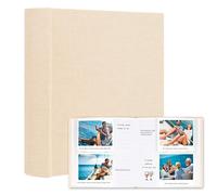 Album 120 Tasche con Spazio per Scrivere per Fujifilm Instax Wide & Polaroid (9x11 cm) - Copertina in Lino, Matrimoni Famiglia Viaggi (Beige)