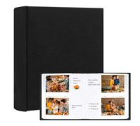 Album 120 Tasche con Spazio per Scrivere per Fujifilm Instax Wide & Polaroid (9x11 cm) - Copertina in Lino, Matrimoni Famiglia Viaggi (Nero)