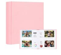 Album 120 Tasche con Spazio per Scrivere per Fujifilm Instax Wide & Polaroid (9x11 cm) - Copertina in Lino, Matrimoni Famiglia Viaggi (Rosa)