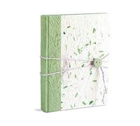 Album 23X30/30fg in carta riso tinta unita e carta riso floreale con chiusura bottone e spago, verde