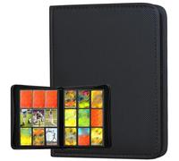 Album da collezione 9 tasche 540 carte in pelle PU di alta qualità con chiusura lampo per riporre carte TCG (nero)