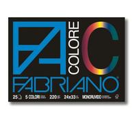 Album da disegno colorato monoruvido Fabriano Colore - 462784 Album colorato monoruvido da disegno 33 X 48 cm con 25 fogli da 220 g/mq di colori assortiti in confezione da 1 Pz.