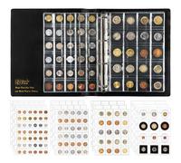 Album di collezione di monete con 306 tasche e set di custodia - 4 taglie di tasche assortite, libro di collezione da 12 pagine, album di monete a 4 anelli all-in-one 24,4×30 cm BC01