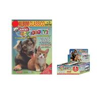 Album figurine Amici Cucciolotti 2026 con 6 bustine + pacco 50 bustine - 6 figurine e una card per bustina + portachiave Cucciolotti e penna colorata