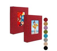 Album Foto 10x15 Piccolo - Pagine Trasparenti, Copertina in Linen con Finestra Frontale, 2 Pack, Ogni Piccolo Album Contiene 52 Foto Rosso