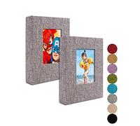 Album Foto 10x15 Piccolo - Pagine Trasparenti, Copertina in Lino con Finestra Frontale, 2 Pack, Ogni Piccolo Album Contiene 52 Foto (Grigio, Linen 13x18-2 Pack)