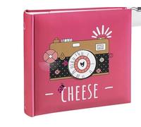 Album Fotografico 100 Foto da 13 x 19, 13 x 18 con scritta CHEESE | Portafoto a Tasche da 100 fotografie a Tasche con memo Incluse (Rosa)