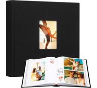 Album fotografico 10x15 240 foto con superficie di scrittura, album fotografico 10x15 copertina in pelle con finestra frontale, libro per matrimonio bambini viaggio famiglia bambino immagini (Nero)