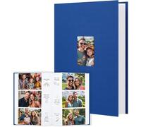Album fotografico 10x15 450 foto con superficie di scrittura, album fotografico 10x15 copertina in lino con finestra frontale, libro per matrimonio bambini viaggi famiglia immagini bambino (Blu)
