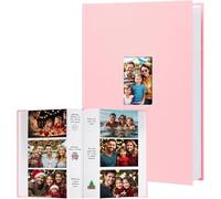 Album fotografico 10x15 450 foto con superficie di scrittura, album fotografico 10x15 copertina in lino con finestra frontale, libro per matrimonio bambini viaggi famiglia immagini bambino (Rosa)
