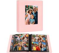Album fotografico a 272 tasche 13x18, album fotografico 13x18 pagine interne nere con copertina in pelle di grande capacità e finestra frontale per foto di famiglia, matrimonio e bambino (Rosa)