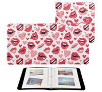 Album fotografico a forma di libro con labbra e cuori, per foto di tutte le dimensioni, pagine autoadesive, 10 x 15 cm, 12 x 17 cm, 15 x 20 cm