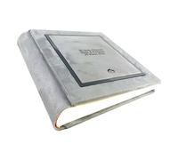 Album Fotografico Artigianale Elegante in Tessuto Alcantara, Personalizzabile con Incisione. Ideale per Matrimonio, Anniversario, Comunione, Battesimo, Tutti gli eventi (Grigio)