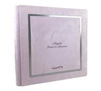Album Fotografico Artigianale Elegante in Tessuto Alcantara, Personalizzabile con Incisione. Ideale per Matrimonio, Anniversario, Comunione, Battesimo, Tutti gli eventi (Lilla)
