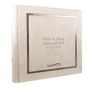 Album Fotografico Artigianale Elegante in Tessuto Alcantara, Personalizzabile con Incisione. Ideale per Matrimonio, Anniversario, Comunione, Battesimo, Tutti gli eventi (Avorio)