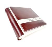 Album Fotografico Artigianale - Marte Cuoio - in Vero Cuoio con profilo ed inserto in ecopelle, Personalizzabile classico con velina,Matrimonio,Compleanno,Regalo,Wedding,Anniversario (Noce)