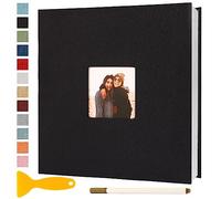 Album Fotografico Autoadesivo 28x27 CM in Lino Album Portafoto Personalizzabile Scrapbook Photo Album Fotolibro Ricordi Nascita Matrimonio Travel Journal Guest Book, 40 Pagine Nero