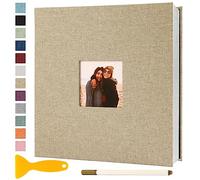 Album Fotografico Autoadesivo 28x27 CM in Lino Album Portafoto Personalizzabile Scrapbook Photo Album Fotolibro Ricordi Nascita Matrimonio Travel Journal Guest Book, 60 Pagine Cachi