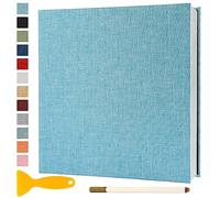 Album Fotografico Autoadesivo 28x27 CM in Lino Album Portafoto Personalizzabile Scrapbook Photo Album Fotolibro Ricordi Nascita Matrimonio Journal Travel Guest Book, 40 Pagine Azzurro Chiaro