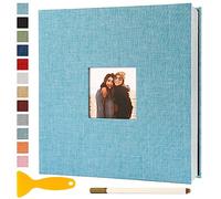 Album Fotografico Autoadesivo 28x27 CM in Lino Album Portafoto Personalizzabile Scrapbook Photo Album Fotolibro Ricordi Nascita Matrimonio Travel Journal Guest Book, 40 Pagine Azzurro Chiaro