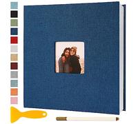 Album Fotografico Autoadesivo 28x27 CM in Lino Album Portafoto Personalizzabile Scrapbook Photo Album Fotolibro Ricordi Nascita Matrimonio Travel Journal Guest Book, 40 Pagine Blu