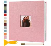 Album Fotografico Autoadesivo 33x32 CM in Lino Album Portafoto Personalizzabile Scrapbook Photo Album Fotolibro Ricordi Nascita Matrimonio Travel Journal Guest Book, 60 Pagine Rosa