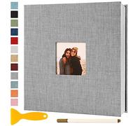 Album Fotografico Autoadesivo 33x32 CM in Lino Album Portafoto Personalizzabile Scrapbook Photo Album Fotolibro Ricordi Nascita Matrimonio Travel Journal Guest Book, 40 Pagine Grigio