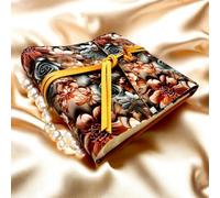 Album fotografico-Double Flower-in tessuto stamp.3D interno in ecopelle LUX personalizzabile,Classico con velina,Matrimonio,Regalo,Wedding,Anniversario (Con Incisione, Camel/Albicocca, 18x16)