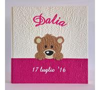 ALBUM FOTOGRAFICO FOTO CON DIARIO E NOME NEONATA NASCITA BAMBINA BATTESIMO ORSA