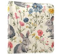 Album fotografico in pelle PU con conigli e fiori ad acquerello, contiene foto da 3 x 5 - 8 x 10 cm, pagine autoadesive, 20 fogli