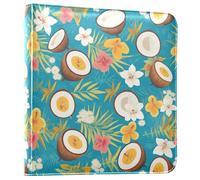 Album fotografico in pelle PU con noci di cocco tropicali estive per foto da 7,6 x 12,7 cm x 25,4 cm x 25,4 cm, autoadesivo, 20 fogli