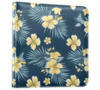 Album fotografico in pelle sintetica in stile tropicale, con fiori e palme, foglie gialle e blu, contiene foto da 7,6 x 12,5 cm x 25,4 cm x 25,4 cm, pagine autoadesive, 20 fogli