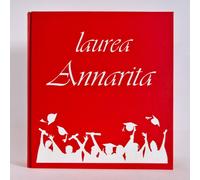 Album fotografico LA MIA LAUREA pelle eco telata ROSSO col tuo nome intagliato