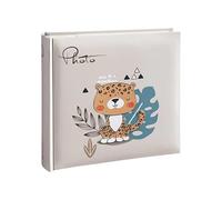 Album Fotografico Mascagni da 100 Foto 13 x 19, 13 x 18 LEOPARDO | Portafoto a Tasche con Leopardo da 100 fotografie con memo Incluse (Grigio Chiaro)