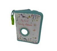 Album fotografico morbido per bambini, con 17 scomparti per foto da 10 x 15 cm, specchio integrato e anello a stella per uso passeggino, colore: blu