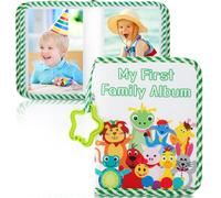 Album fotografico per bambini, 17 foto (4 x 6 pollici), album per bambini con massaggiagengive e ciondolo, album fotografico in tessuto, album da taschino, libro dei ricordi per volti, regali di