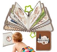 Album fotografico per bambini con rivestimento in tessuto morbido e specchio a prova di bambini.Il mio primo album di famiglia contiene 17 foto in formato 16,5 x 11,2 cm per neonati (marrone)